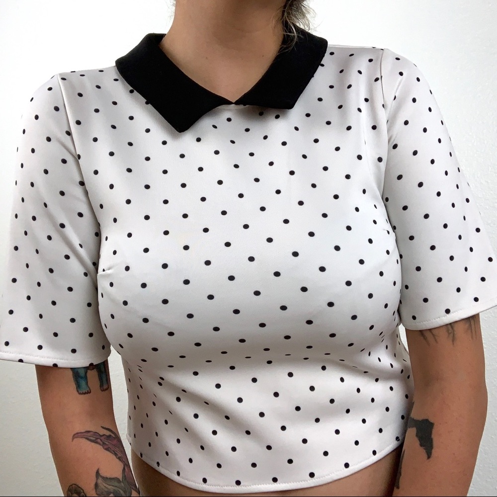 Zara crop top with black polka dots